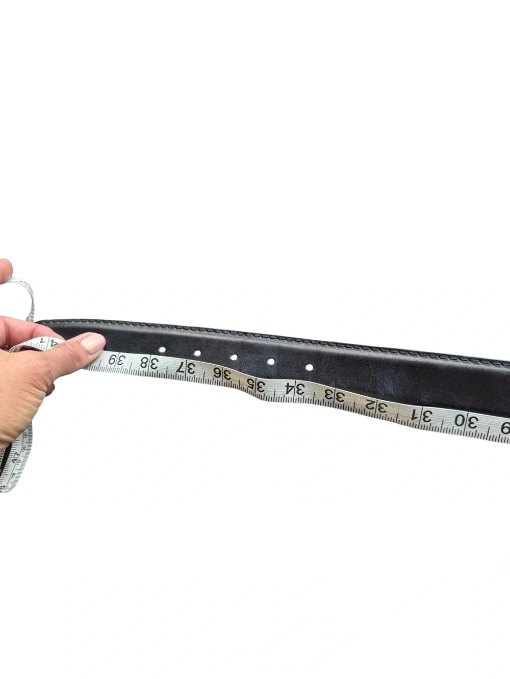 LEN Genuine Italian Calf Leather Black Belt Handcrafted USA Silver Buckle 38”
